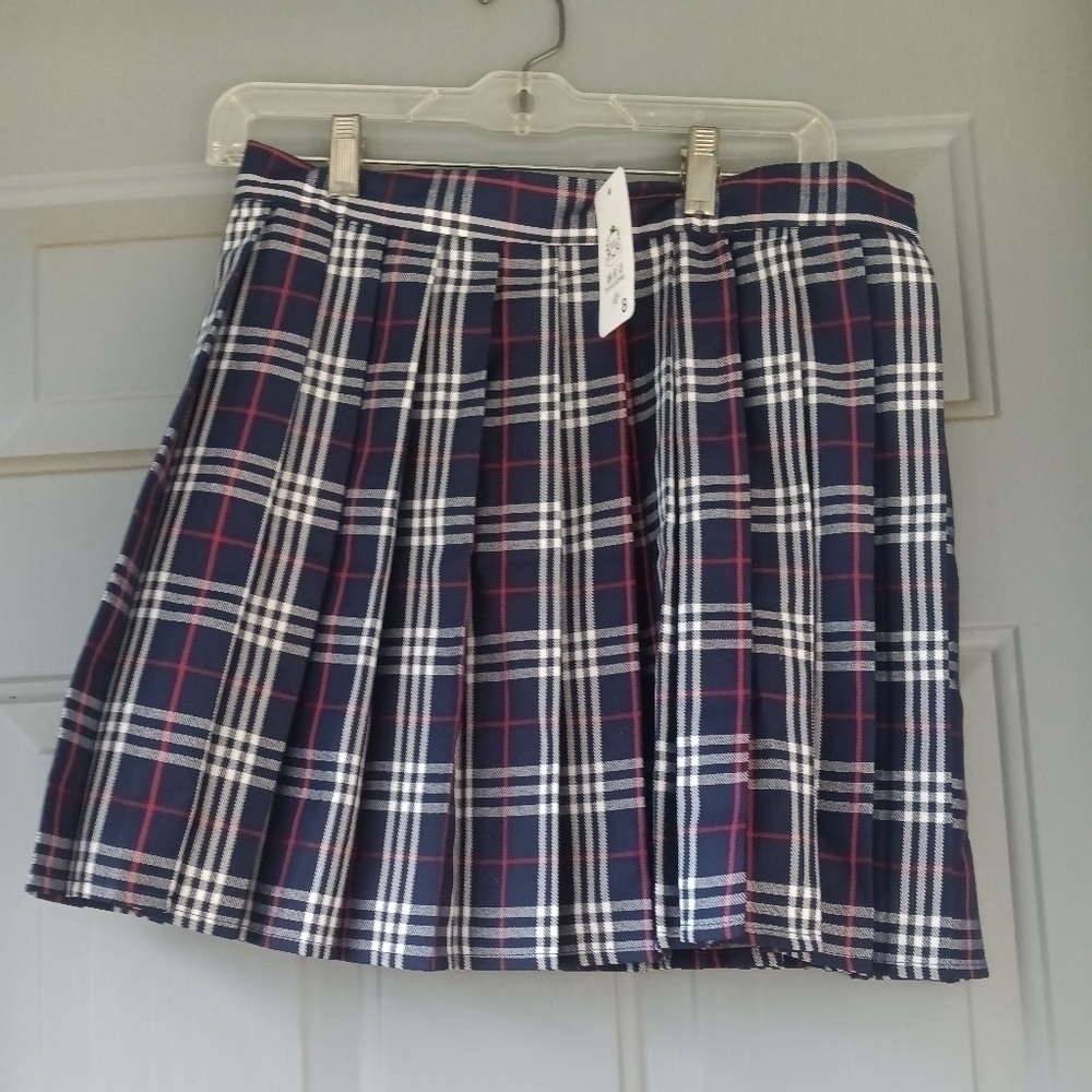 NEW Women's Pleated Plaid Mini Skirt Size 8 Preppy Dark Academia Tweed